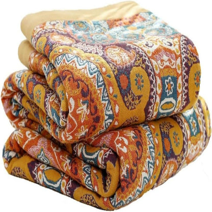 Unisex Cotton Reversible Cooling Blanket | Lightweight Boho Quilt for Summer 0