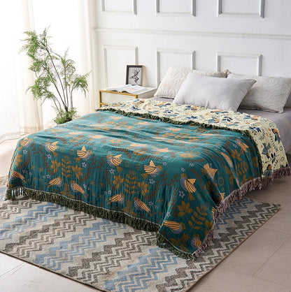 Unisex Cotton Reversible Throw Blanket | Elegant Nordic Design with Cozy Texture 0