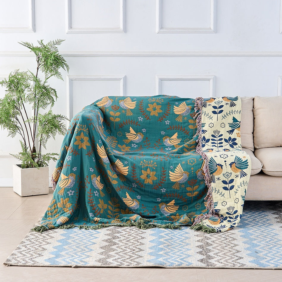 Unisex Cotton Reversible Throw Blanket | Elegant Nordic Design with Cozy Texture 1