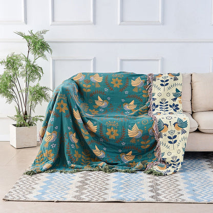 Unisex Cotton Reversible Throw Blanket | Elegant Nordic Design with Cozy Texture 1