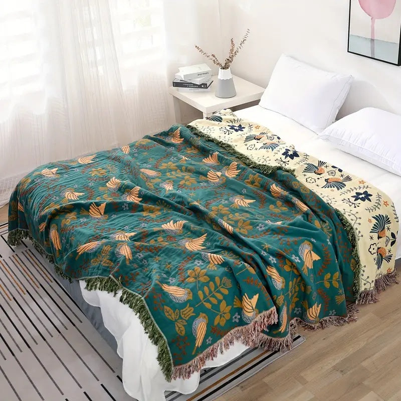 Unisex Cotton Reversible Throw Blanket | Elegant Nordic Design with Cozy Texture 3
