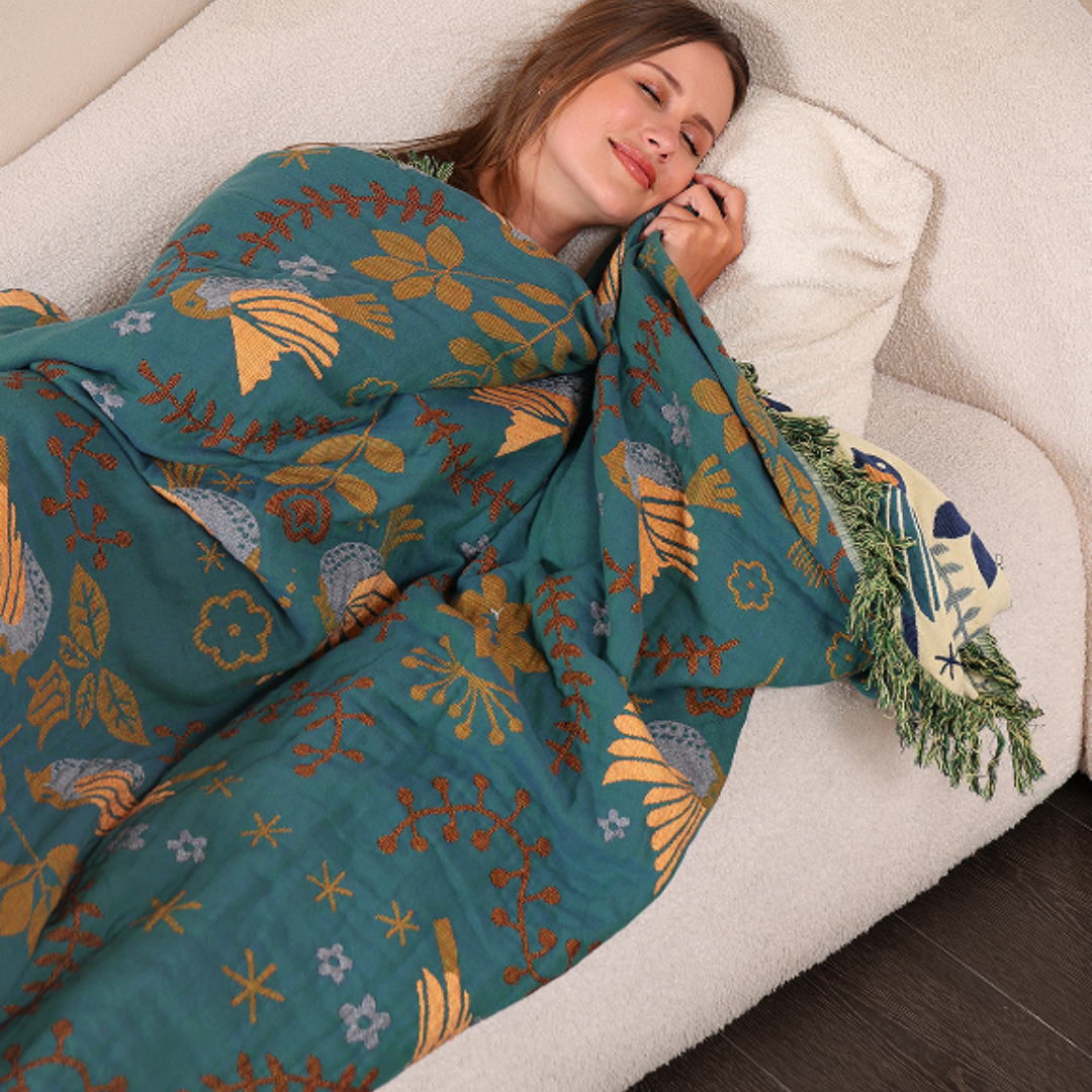 Unisex Cotton Reversible Throw Blanket | Elegant Nordic Design with Cozy Texture 4