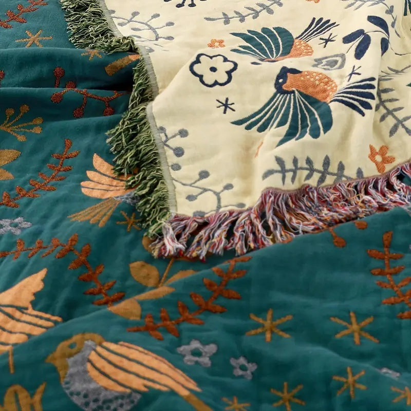 Unisex Cotton Reversible Throw Blanket | Elegant Nordic Design with Cozy Texture 5