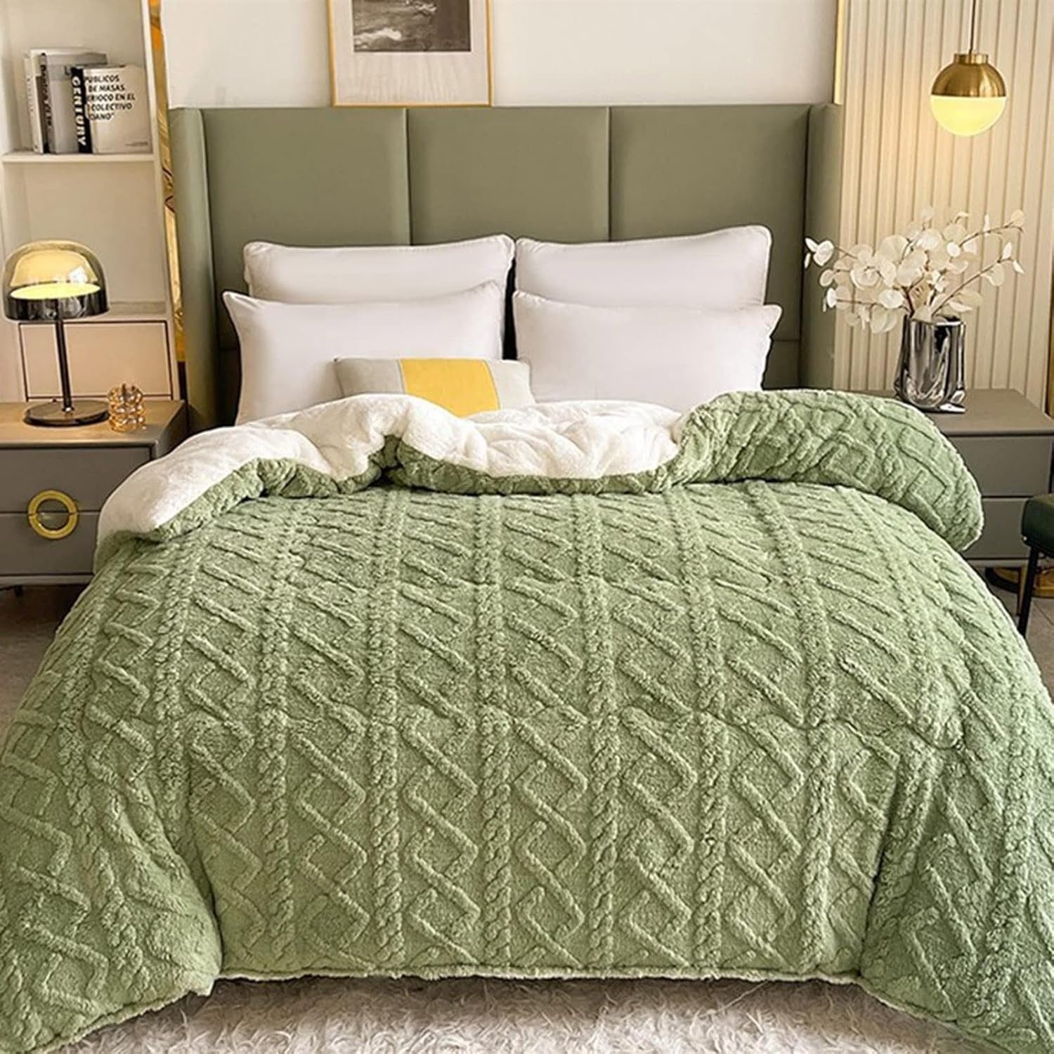 Unisex Cozy Sherpa Throw Blanket | Reversible Lightweight Soft Quilted Design 0