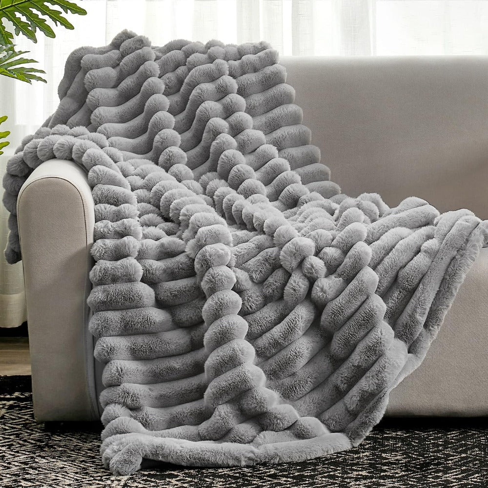 Unisex Plush Textured Throw Blanket | Heavenly Soft All-Season Comfort 1