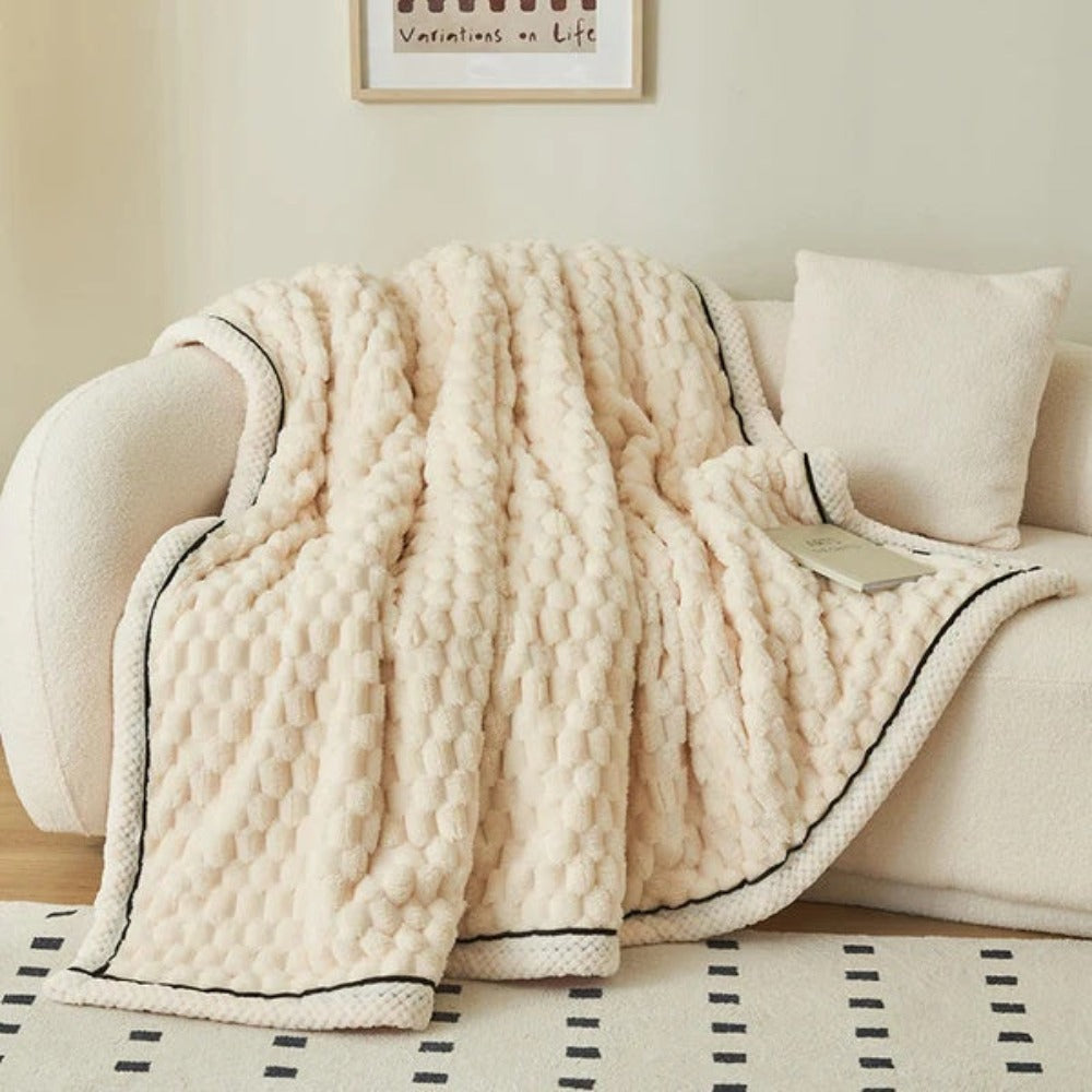 Unisex Soft Bubble-Textured Sherpa Fleece Blanket | Cozy Plush Throw for All Seasons 0