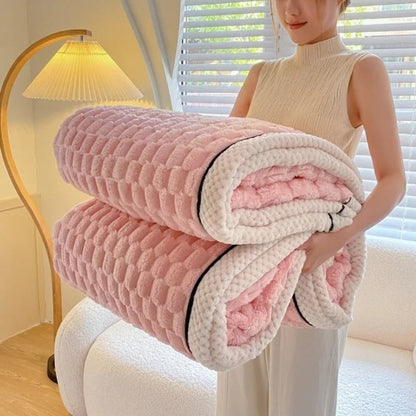 Unisex Soft Bubble-Textured Sherpa Fleece Blanket | Cozy Plush Throw for All Seasons 11