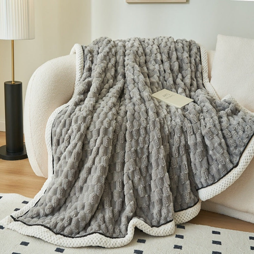 Unisex Soft Bubble-Textured Sherpa Fleece Blanket | Cozy Plush Throw for All Seasons 3