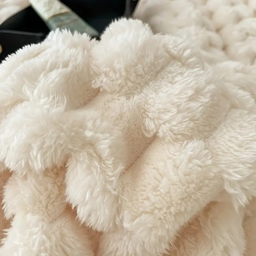 Unisex Soft Bubble-Textured Sherpa Fleece Blanket | Cozy Plush Throw for All Seasons 5