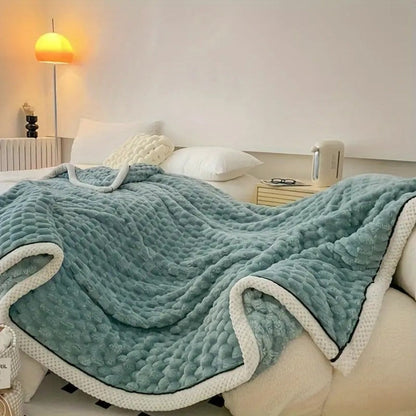 Unisex Soft Bubble-Textured Sherpa Fleece Blanket | Cozy Plush Throw for All Seasons 6