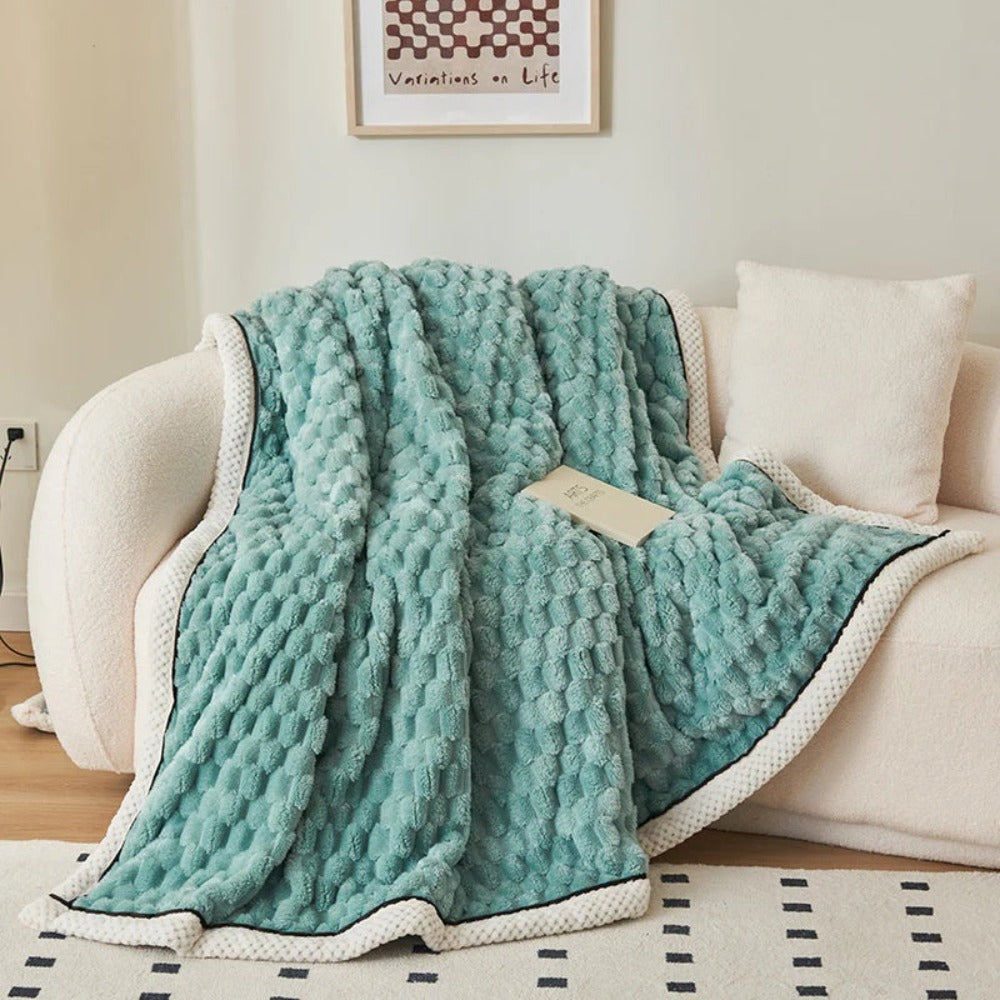 Unisex Soft Bubble-Textured Sherpa Fleece Blanket | Cozy Plush Throw for All Seasons 7