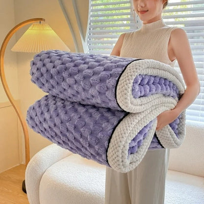 Unisex Soft Bubble-Textured Sherpa Fleece Blanket | Cozy Plush Throw for All Seasons 9